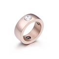 Rose gold magnetic therapy ring with sparkling round zircon and polished stainless steel finish - US 7 / Rose Gold