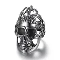 Anello teschio gotico vintage in acciaio 316L con incisioni di viti intrecciate - US 8 / Color Acciaio