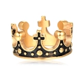 Dettaglio dell'anello a corona vintage con motivi a croce e finitura in acciaio dorato - US 7 / Oro