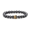 Bracciale magnetico in ematite nera con perline da 8mm e ciondolo a corona in oro micro-set - Piccola Corona