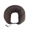 Ergonomic U-shaped travel neck pillow in dark brown with adjustable buckle strap - Nylon Coffee