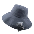 Women's summer grey wide brim sun hat in breathable linen with adjustable chin strap - Approx. 58cm / Gray