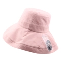 Pink wide brim cotton linen sun hat with adjustable chin strap for UV protection - Approx. 58cm / Pink