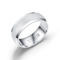 Moderner Ring aus Titanstahl mit mattem Finish und polierten Silberkanten für Paare - US 13 / Silber