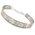 Silver hollow pattern metal waist chain belt with adjustable link and lobster clasp - 3.5cm Width/Hollowed Style / Silver