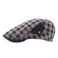 Béret classique à carreaux gris avec empiècements noirs et boucle en métal argenté - Réglable / Noir