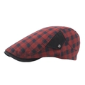 Casquette plate à carreaux rouge et noir avec empiècement noir et boucle métallique - Réglable / Rouge