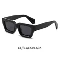Modern black thick frame square sunglasses with dark grey lenses in C1 classic finish - Black Frame Black Grey Lens (C1)