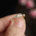 Delicate 14K gold plated silver thin ring with seven sparkling small round zircons - Port Size 6 / Gold