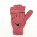 Mitaines en tricot rose avec rabat et bouton, gants chauds d'hiver motif flocon - Taille unique / Uni Rose