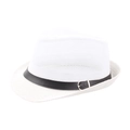 Cappello jazz bianco a rete traspirante per uomo anziano con fascia decorativa nera - Bianco