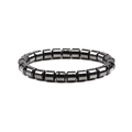 Men's 8mm black magnetic hematite beaded bracelet with cylindrical beads on white background - Black Cylinder Beads