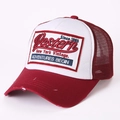 Vintage red and white trucker hat with Western embroidery and distressed brim - Adjustable (54-62cm) / Red