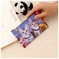 Detail of cute cat and sunflower print coin purse with zipper and metal keyring - Cat-Pattern 7