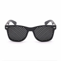 Classic black pinhole glasses with rectangular frame and silver rivet details - Regular Black Full-Hole