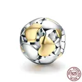 Sterling silver 925 heart charm bead with gold plating for women's DIY jewelry making - SCC537 Heart Hollow Ball