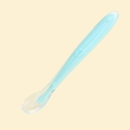 Soft light blue silicone baby training spoon with heart detail for infant feeding - Light Blue