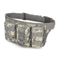 Three-compartment tactical waist bag with grey digital camouflage pattern and MOLLE system - ACU Camouflage
