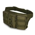 Riñonera táctica verde militar con sistema MOLLE y tres bolsillos para senderismo - Verde Militar