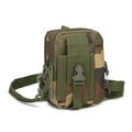 Tactical woodland camouflage belt pouch with double zippers and buckle strap - Jungle Camouflage / One Size (12x9x17cm)