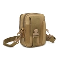Tactical waist pouch in khaki oxford cloth with dual zippers and adjustable strap - Tan / One Size (12x9x17cm)