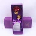 Red gold foil rose gift set in purple Love 24K Golden Rose box with a quality card - Red