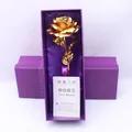 24K gold foil rose flower in elegant purple gift box with certificate of authenticity - Gold