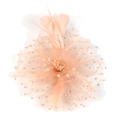 Fascinateur élégant en maille rose clair avec plumes douces et perles artificielles - Champagne