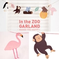 Guirnalda de animales tropicales con flamenco y mono para decoración de fiesta infantil - Estilo de animales de la selva tropical
