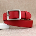 Cintura rossa in ecopelle con fibbia in metallo argento per jeans e moda femminile - Rosso