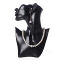 Buste présentoir bijoux en résine avec collier de perles et boucles d'oreilles - Présentoir Collier Demi-visage / Noir