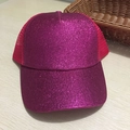Detail of rose red sequin glitter fabric and breathable mesh on baseball cap texture - Rose Red