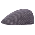 Detailed side view of gray mesh beret showing intricate crochet lace and breathable texture - M (56-58cm) / Dark Gray