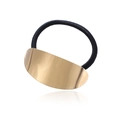 Coletero minimalista con placa de metal ovalada dorada pulida y banda elástica negra - Pulido espejo / Dorado