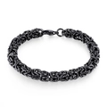 Polished black stainless steel woven chain bracelet for men with secure lobster clasp closure - Black