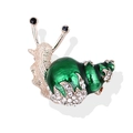 Spilla a forma di lumaca in lega dorata con smalto verde e strass brillanti - Verde