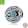 Evil eye charm in 925 sterling silver with blue and clear cubic zirconia stones - SCC565 Guardian Eye