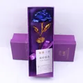 Single 24K gold foil rose in blue with purple luxury gift box for Christmas gift - Blue