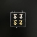 Gold and silver heart-shaped earring lifters in a clear storage box for ear support - 1 Pair Gold + 1 Pair Silver (With Flip Box)