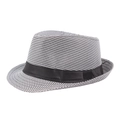 Classic houndstooth fedora hat with black satin ribbon band and vintage jazz style - 58cm / White Houndstooth