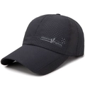 Dark grey quick-dry sports baseball cap with breathable laser-cut holes and mesh side panels - Dark Gray