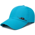 Hellblaue atmungsaktive Sport-Baseballkappe mit Netzgewebe und Utility-Seitenaufnäher - Verstellbar / Seeblau