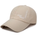 Beige breathable mesh baseball cap with Sport Fashion print and ventilated holes - One Size(Adjustable) / Light Beige