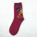 Artistic men's crew sock in dark red featuring Egyptian Queen Nefertiti oil painting pattern - Nefertiti Red