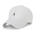 Cappellino da baseball in cotone bianco con ricamo minimalista della lettera A nera - Regolabile / Bianco
