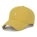 Casquette de baseball classique en coton jaune avec lettre A brodée pour protection solaire - Réglable / Jaune
