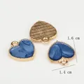 Parelmoer blauwe hartbedeltjes met sterrenglitter en gouden randen voor DIY-sieraden - Hart / 1.4x1.6cm