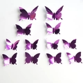 Set of 12 purple 3D mirror butterfly wall stickers for creative home wall decoration - Mirror Purple 12pcs
