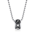 Collier à chaîne à billes argentée avec pendentif cylindrique aux motifs de lotus - Argent Rétro Avec Chaîne À Billes