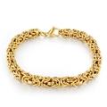 Detailed view of a gold Byzantine chain bracelet with a secure lobster clasp closure - Gold